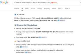 1 Trillion in baino currency (TRP) to fiat currency (USD) exchange Rates